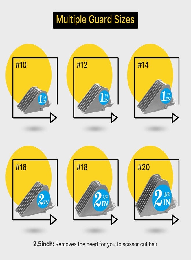 CR8GR8 Clipper Guards for Wahl 10 12 14 16 18 20 Hair Clipper Guards 6pcs Extra Long Clipper Guard Attachments 2.5 Inch Clipper Guides Multiple Sizes Universal 2.5", 2.25", 2", 1.75", 1.5", 1.25" (Gray) - Image 5